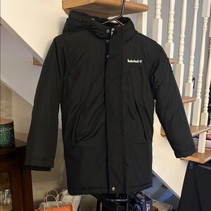 Timberland Black Puffer Jacket with Hood and Insulation